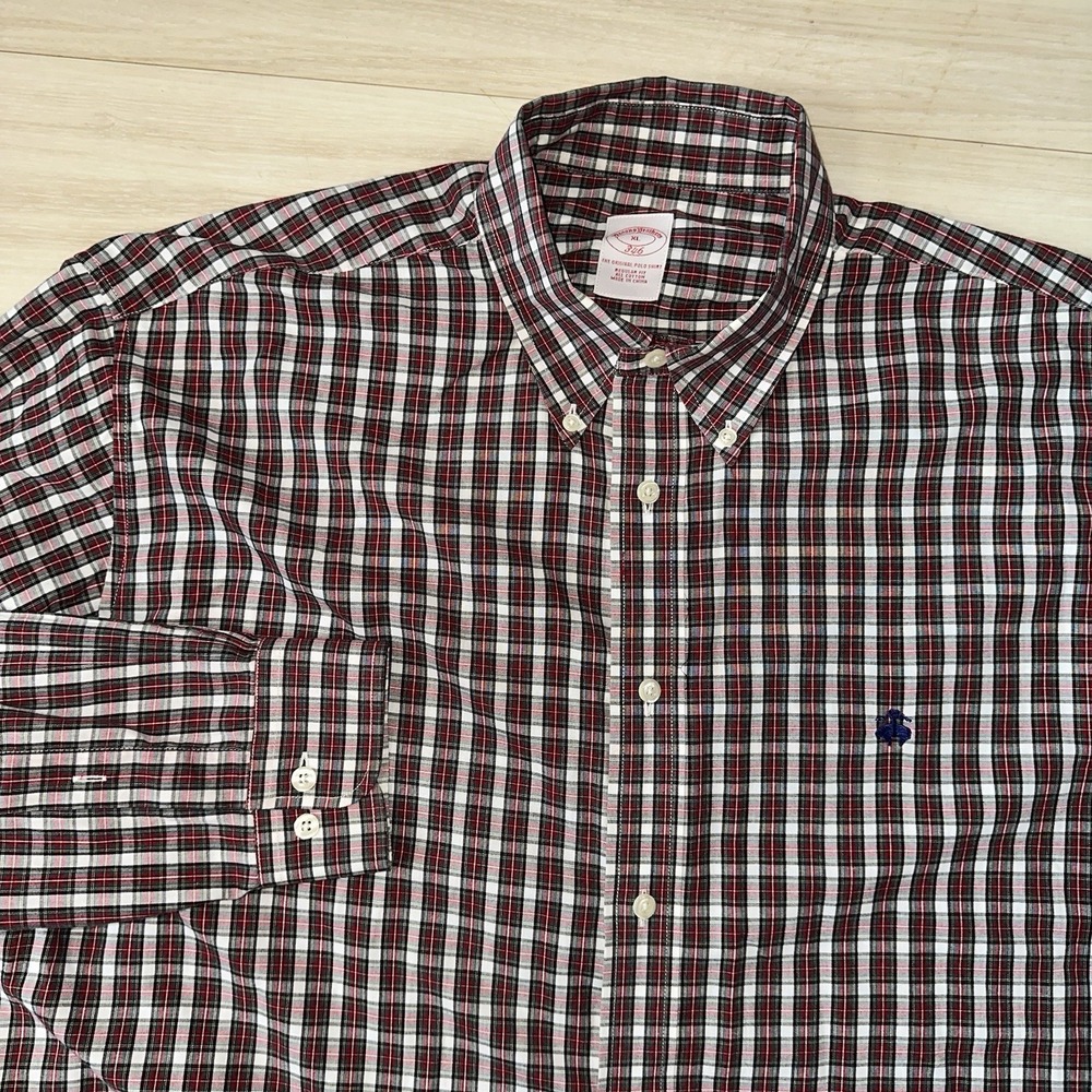 Brooks Brothers The Original Polo Plaid Men's Size XL Red Preppy Polo Stretch